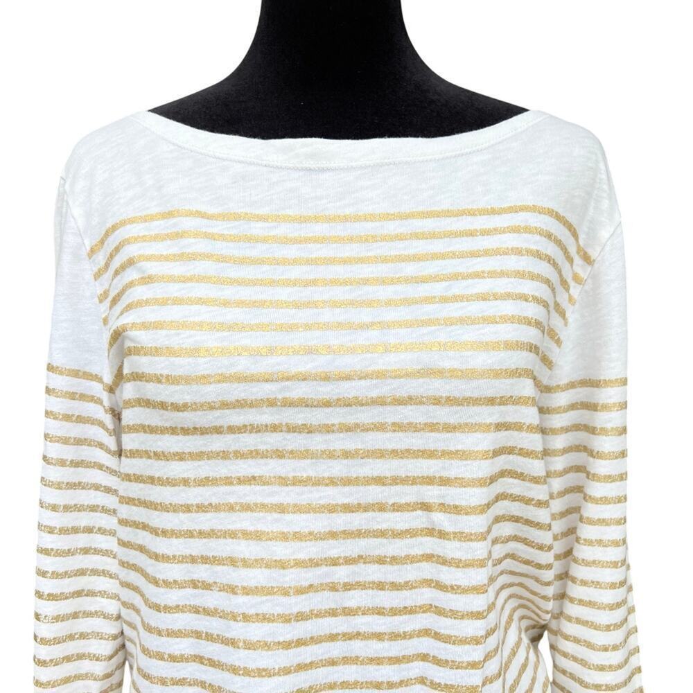 J. CREW Women's M, long sleeve T-shirt with gold stripes